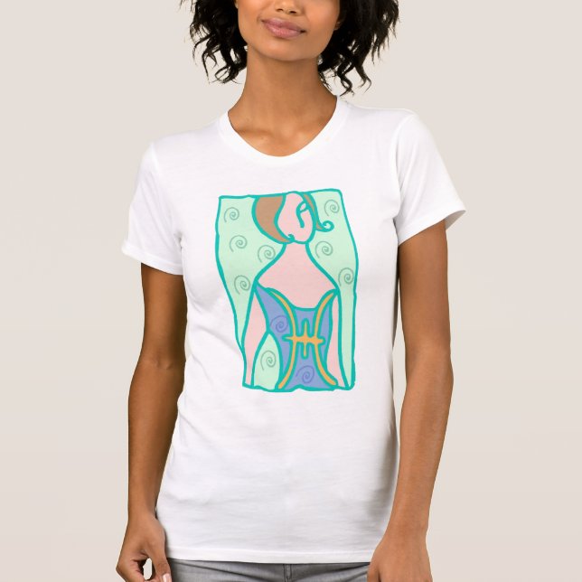 T-shirt 1920 Pisces femme avec symbole vert violet (Devant)