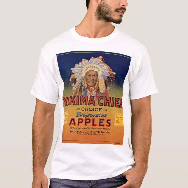 T-shirt 1920 Yakima Chef étiquette évaporé des pommes (Devant)