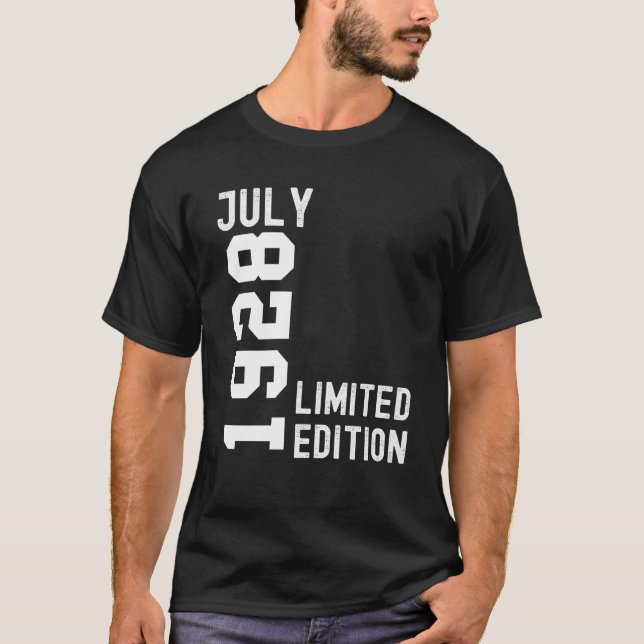 T-shirt 1928 Juillet Bonne fête d'anniversaire (Devant)