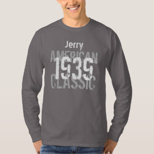 T-shirt 1939 anniversaire américain V18 GRIS de classique