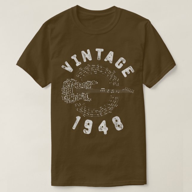 T-shirt 1948 Birthday Limited Edition Guitar Music (Design devant)
