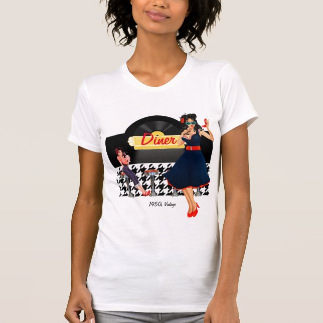 T-shirt 1950 à damiers jaune noir et blanc (Devant)