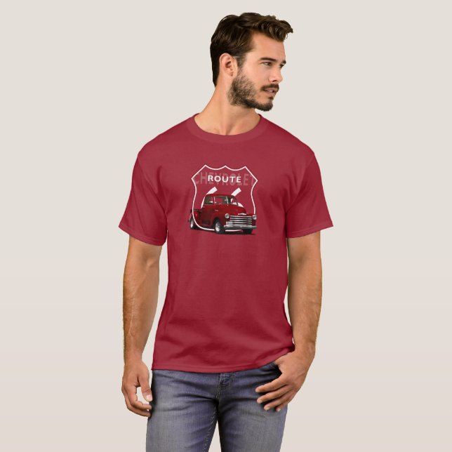 T-shirt 1950 Camion Chevrolet 3100. Camion rouge Chevy 195 (Devant entier)