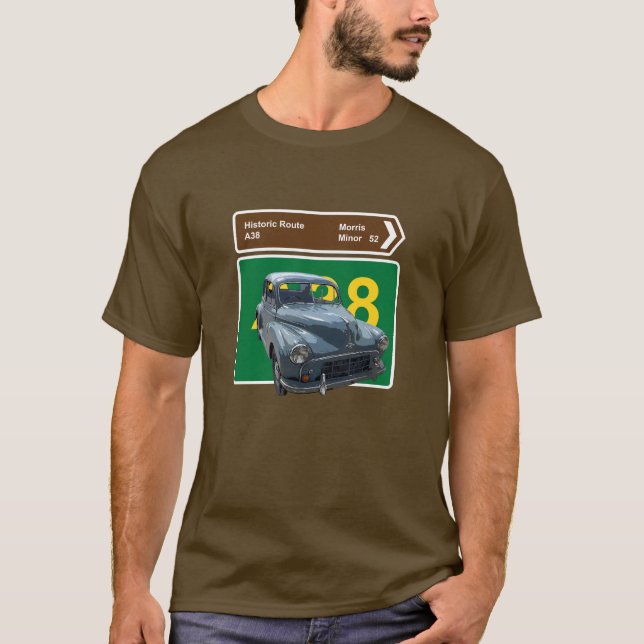 T-shirt 1952. Morris Minor. Voiture Classique Britannique. (Devant)