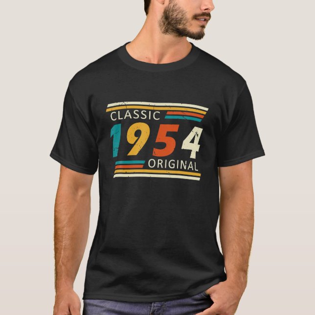 T-shirt 1954 Année de Naissance Classique Original Rétro V (Devant)