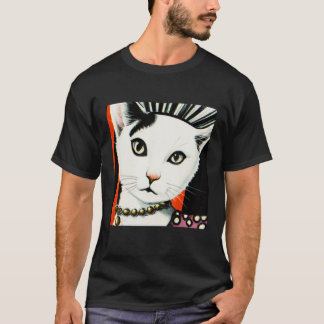 T-shirt 1960s Féminin Chat Mode Incroyable Gros Plan Por