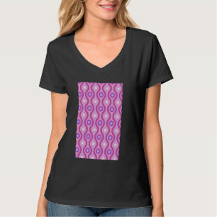 T-shirt 1960's RETRO WAVE ET CERCLE MOTIF ROSE ET PURP