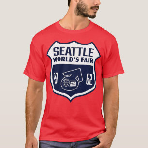 T-shirt 1962 Seattle Worlds Fair Retro Shield Blanc sur Bl