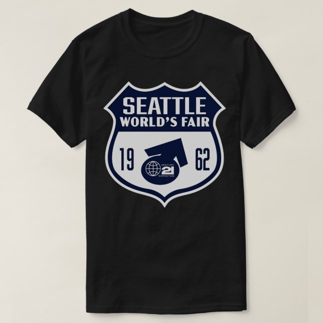 T-shirt 1962 Seattle Worlds Fair Retro Shield Blue (Design devant)
