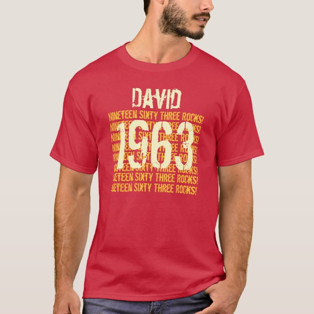 T-shirt 1963 ou toute année 50e anniversaire Cadeau rouge (Devant)