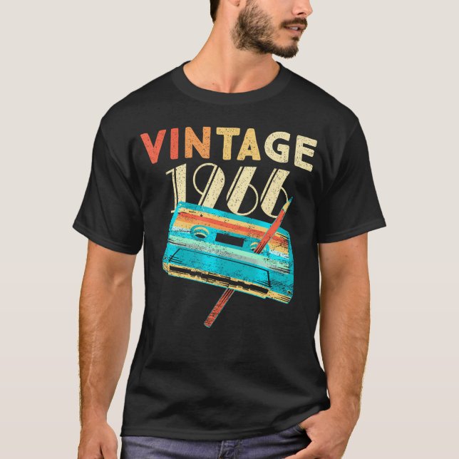 T-shirt 1966 Cassette De Musique 58E Anniversaire 58 Ans (Devant)