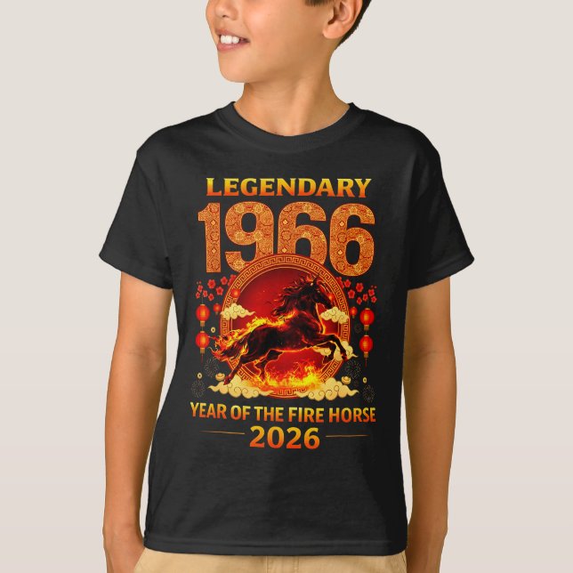 T-shirt 1966 Year Of The Fire Horse 60th Birthday Chinese  (Devant)