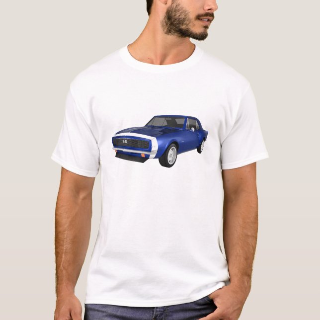 T-shirt 1967 Camaro SS: Fin bleue : Modèle 3D: (Devant)