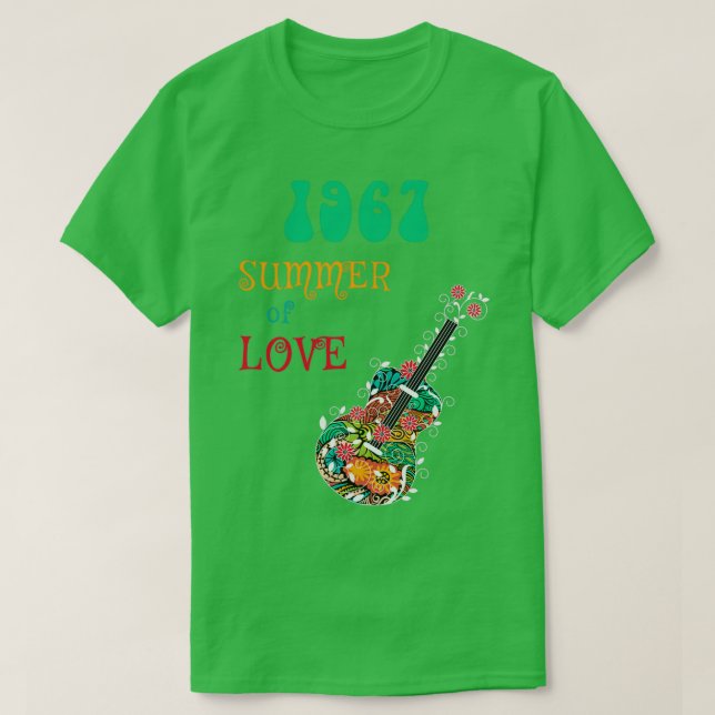 T-shirt 1967 Été d'amour Hippie Guitare Abstraite (Design devant)