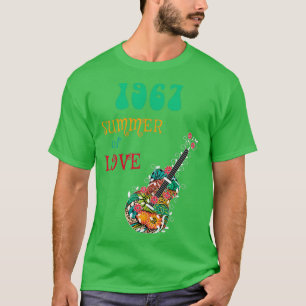 T-shirt 1967 Été d'amour Hippie Guitare Abstraite