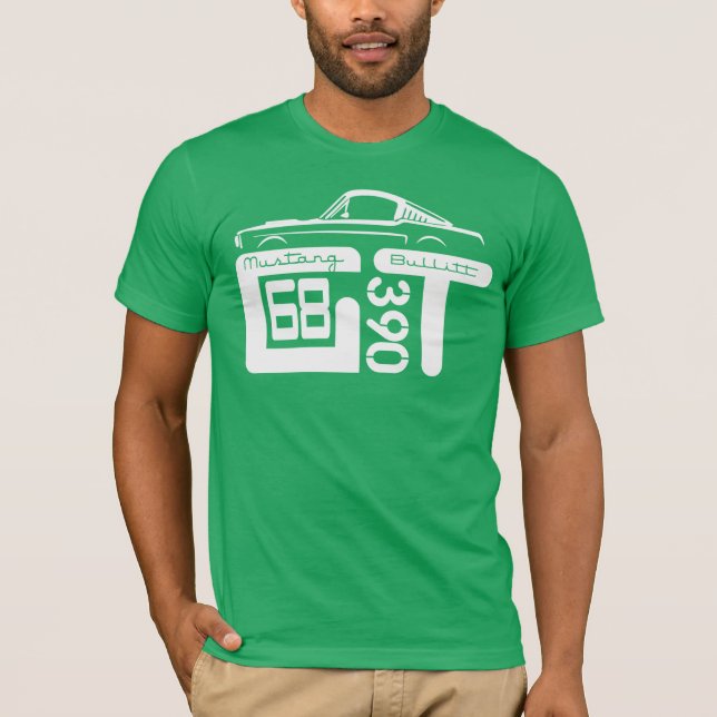 T-shirt 1968 Ford Mustang GT 390 T-Shirt. (Devant)