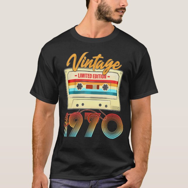 T-shirt 1970 54E Bande De Cassette Anniversaire Pour B-Day (Devant)