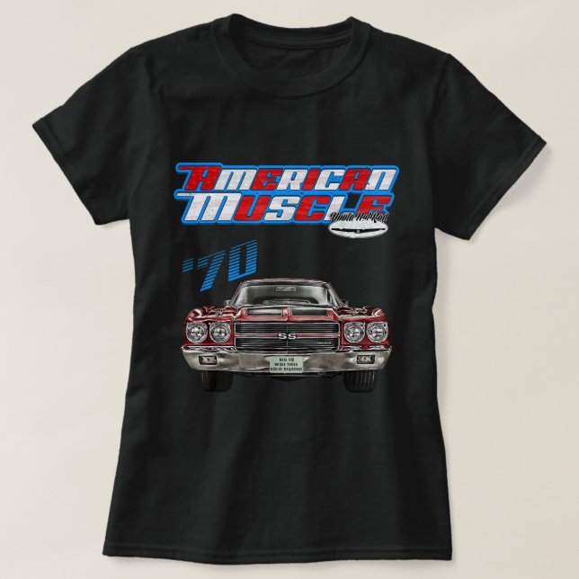 T-shirt 1970 Chevelle, Muscle Car, SS454, SS427, SS396, Ho (Design devant)