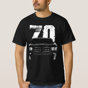 T-shirt 1970 Pontiac GTO vue sur le grill avant avec année