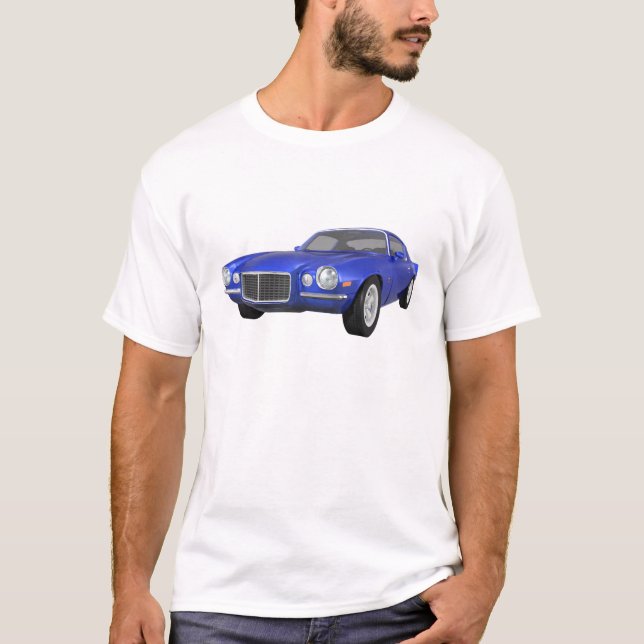 T-shirt 1972 Camaro Z28 : Muscle Car : Finition bleue : (Devant)