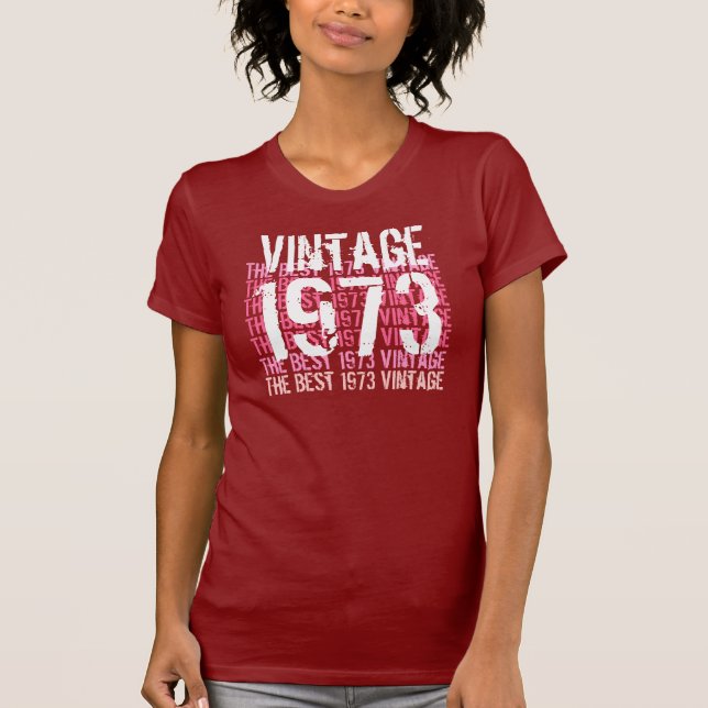 T-shirt 1973 cru - anniversaire blanc rose rouge G201 (Devant)