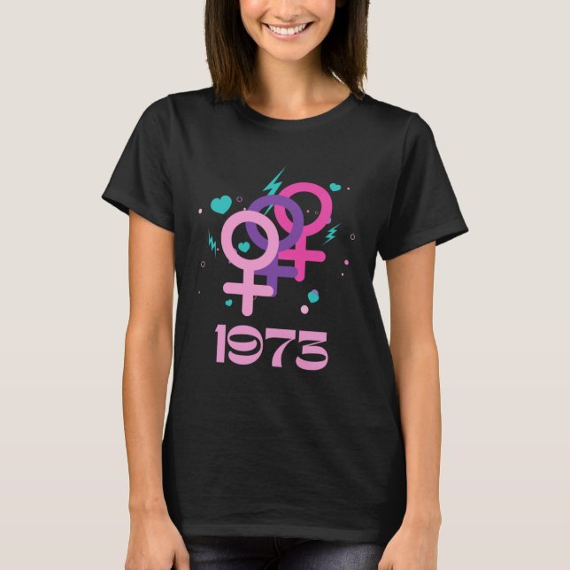 T-shirt 1973 Pro Choice Feminism Women's Rights Pink Punk (Devant)