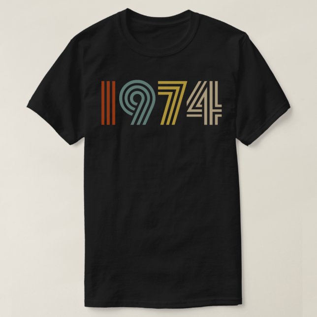 T-shirt 1974 Année de naissance Style rétro 1 (Design devant)