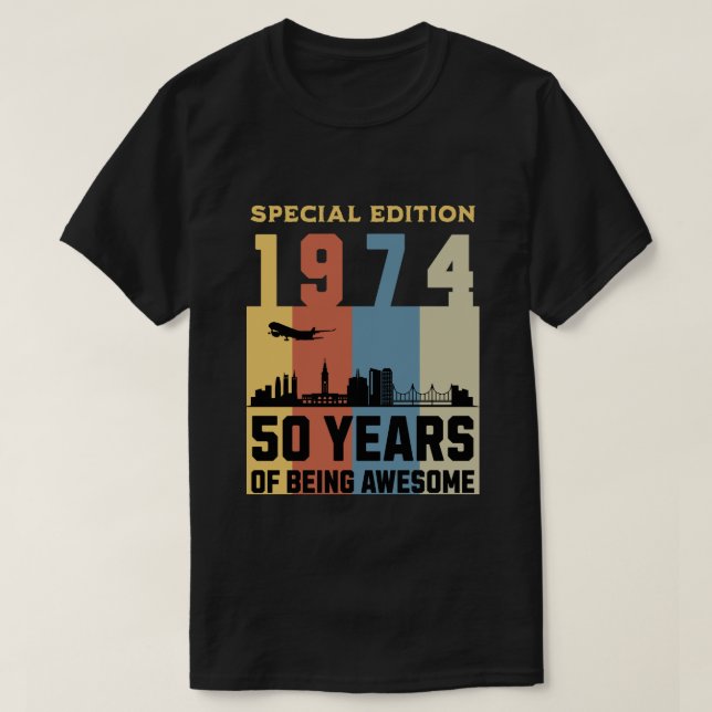 T-shirt 1974 Edition Spéciale 50 Ans D'Être Impressionnant (Design devant)