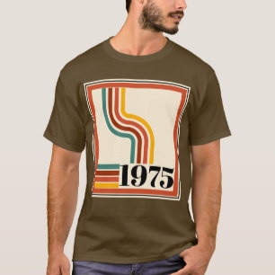 T-shirt 1975 Rayure Rétro Vintage 50e Anniversaire Coloré