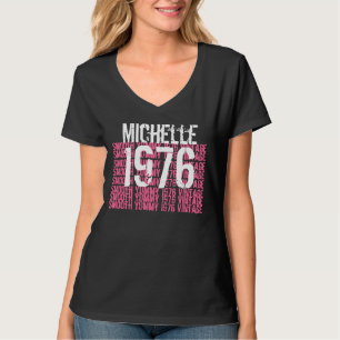 T-shirt 1976 noms faits sur commande blancs d'anniversaire