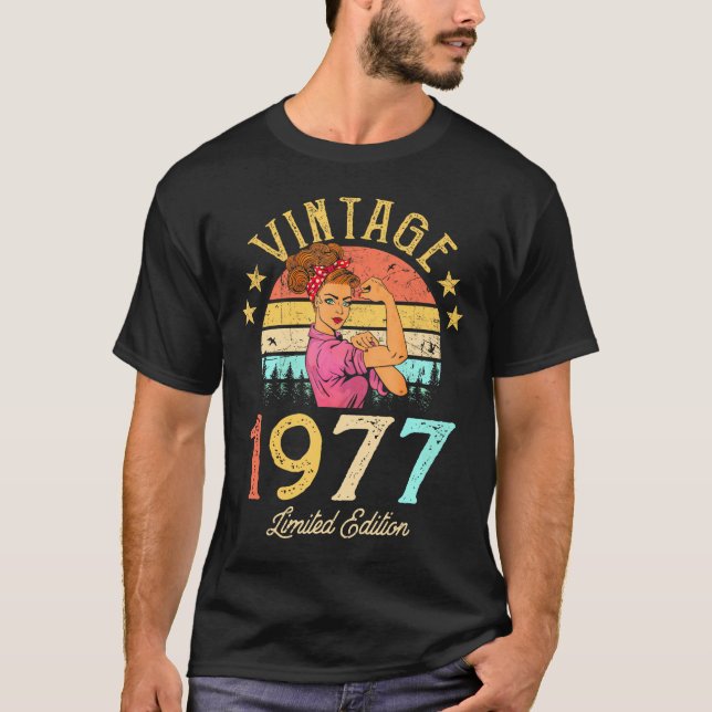 T-shirt 1977 Fait En 1977 45E Anniversaire Femmes 45 Ans (Devant)