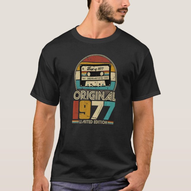 T-shirt 1977 Vintage Anniversaire Rétro Hommes Femme (Devant)