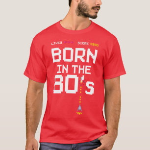 T-shirt 1980 Anniversaire Rétro Gamer Piel Né dans les ann