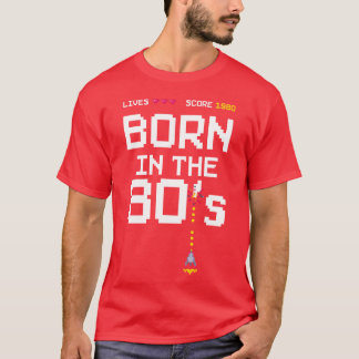 T-shirt 1980 Anniversaire Rétro Gamer Piel Né dans les ann