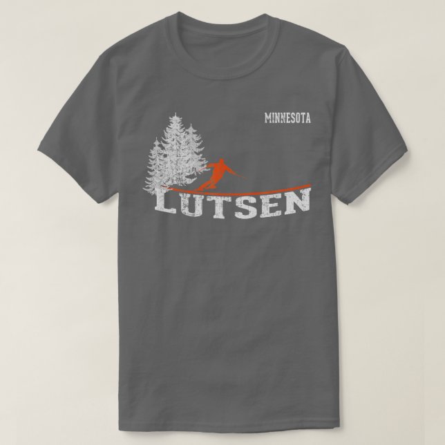 T-shirt 1980s Style Lutsen MN Vintage Skiing  (Design devant)