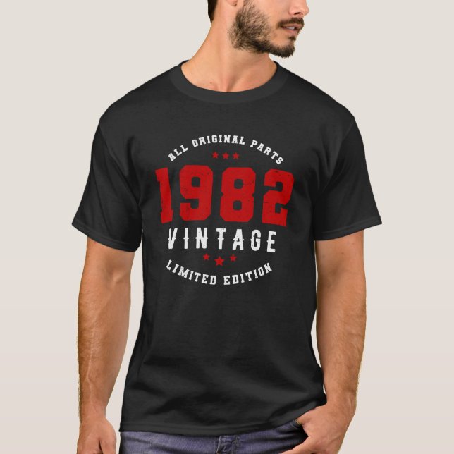 T-shirt 1982 Toutes pièces d'origine, Édition Limitée, Vin (Devant)