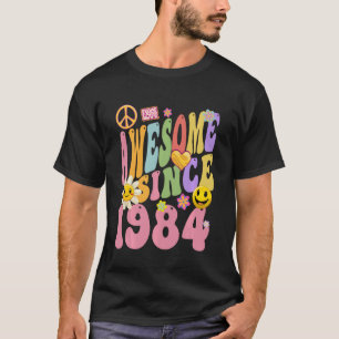 T-shirt 1984 Anniversaire Vintage Hippie Retro Awesome dep