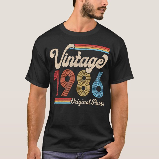T-shirt 1986 1986 Anniversaire Né Fait 1986 (Devant)