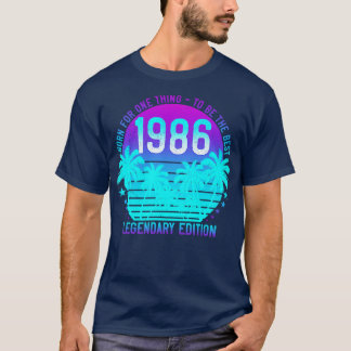 T-shirt 1986 Anniversaire 35ème Palme de coucher de soleil