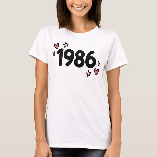 T-shirt 1986 Cute Retro Birthday (Devant)