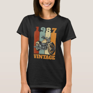 T-shirt 1987 Né motocycliste motocycliste Vintage