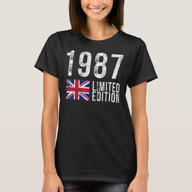 T-shirt 1987 Royaume-Uni avec drapeau (Devant)