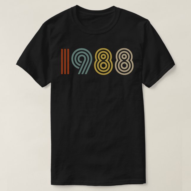 T-shirt 1988 Année de naissance Style rétro 1 (Design devant)