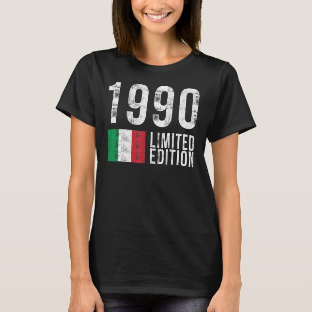T-shirt 1990 Italie avec Drapeau Anniversaire (Devant)