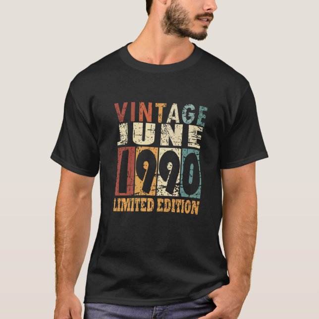T-shirt 1990 Né en juin Citation de naissance (Devant)