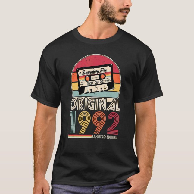 T-shirt 1992 Vintage Anniversaire Rétro Hommes Femme (Devant)