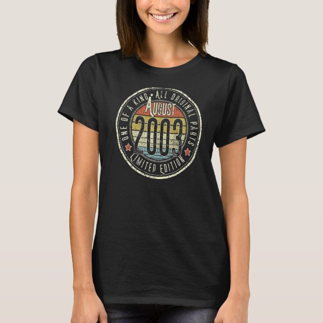 T-shirt 19 Ans Août 2003 19e Anniversaire (Devant)