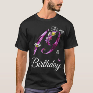 T-shirt 19 Ans Floral 2003 C'est mon 19e anniversaire Gif