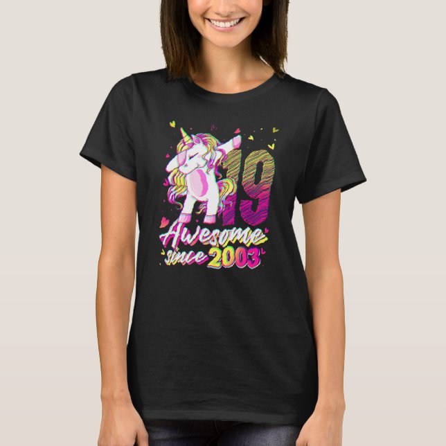T-shirt 19 Years Old Unicorn Dabbing 19th Birthday Unicorn (Devant)