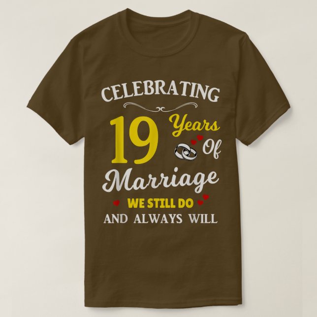 T-shirt 19e année anniversaire de Mariage (Design devant)